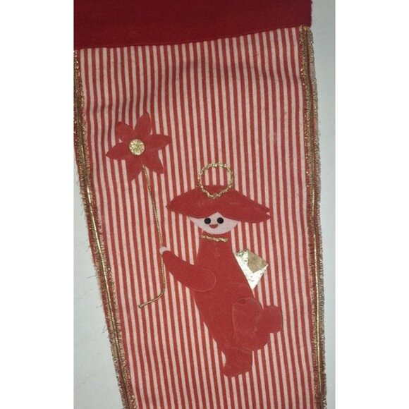 Lot Of 2 Handmade Felt Xmas Stockings Pixies Fairies Red White - Picture 7 of 16
